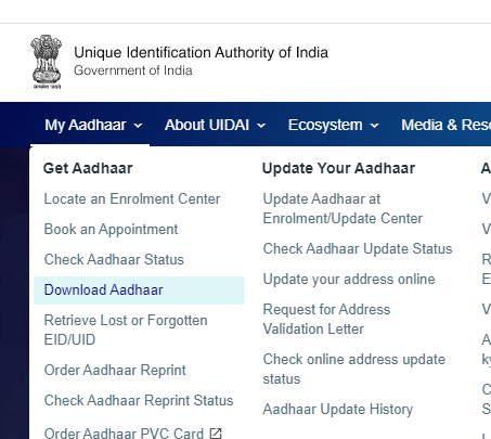 Download aadhaar card