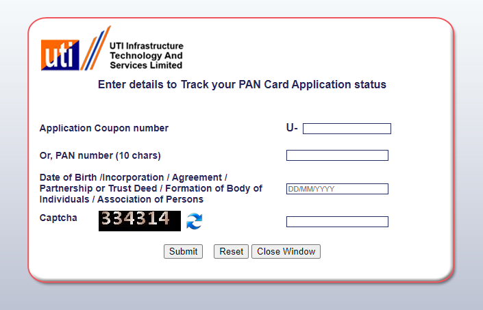 uti pan card status