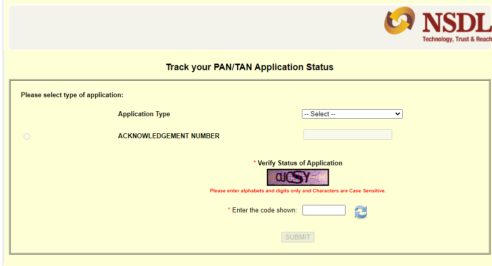 nsdl pan card status