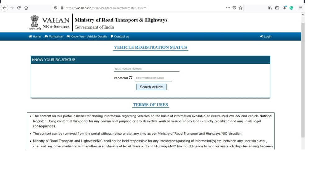 vehicle registration status