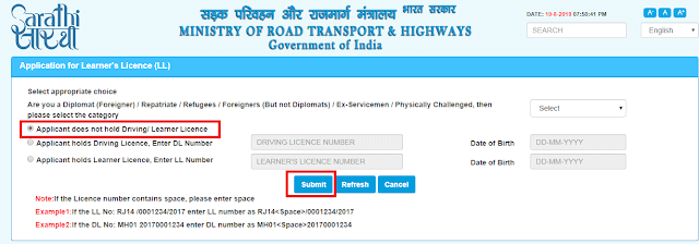 apply driving license online 