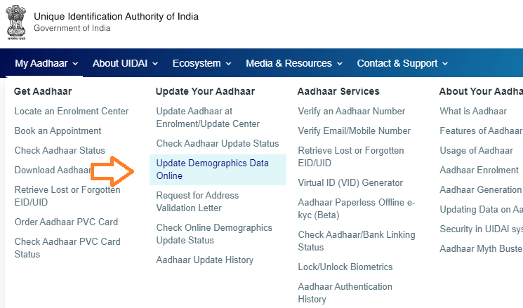 Aadhar card address change