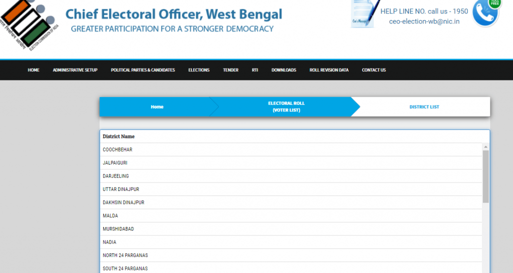 West Bengal voter list