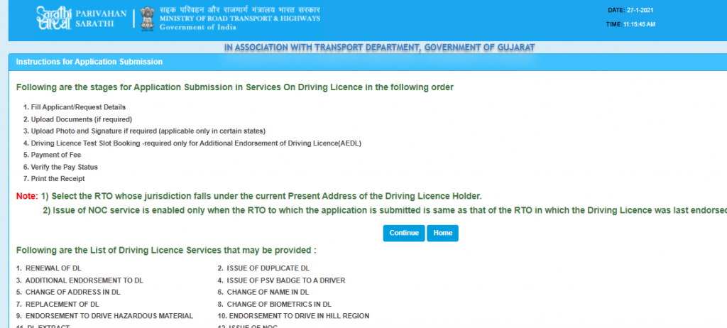 apply online driving licence assam