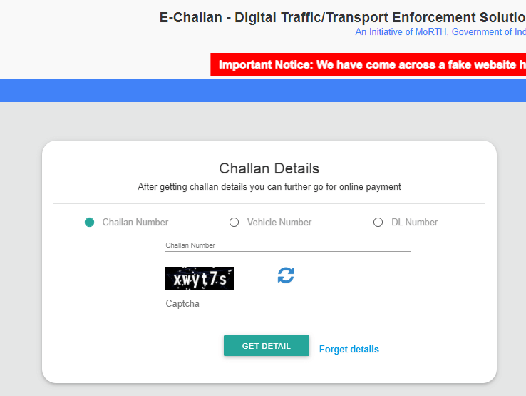 e challan payment