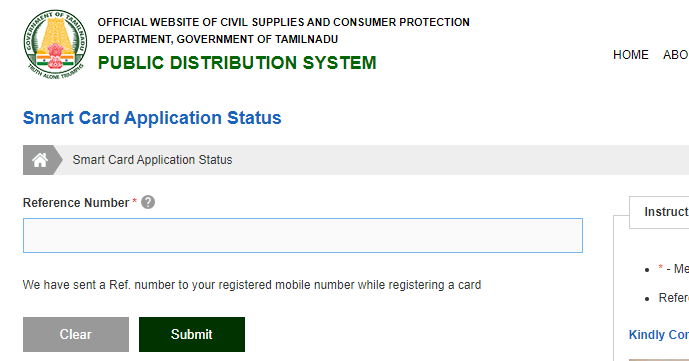 Tamilnadu Ration card login