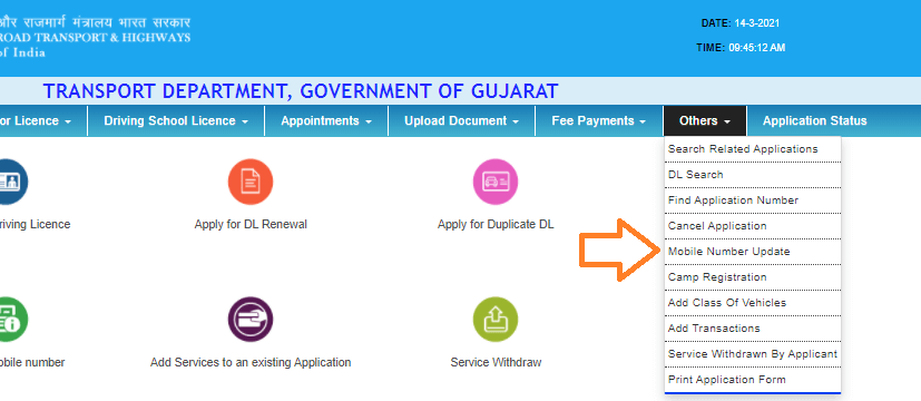 change mobile number in driving licence