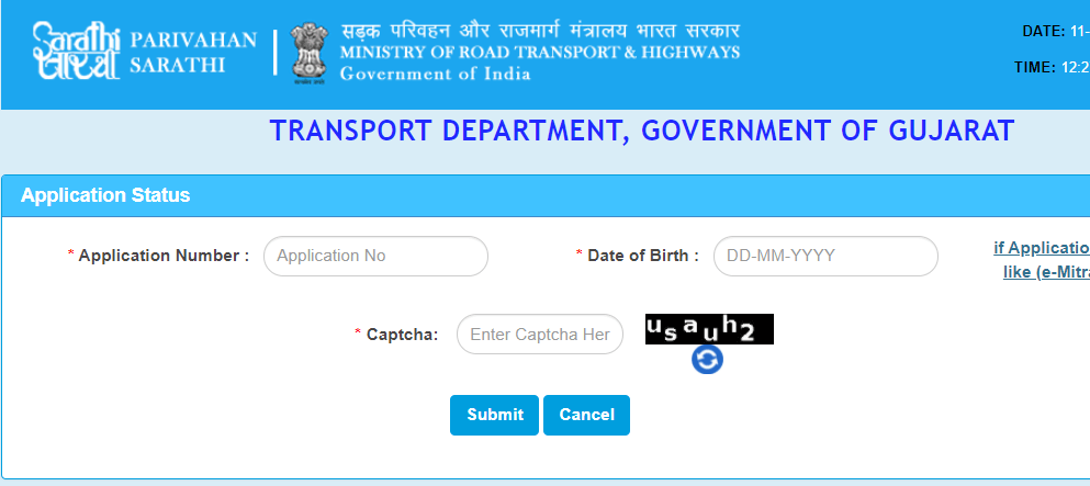 check driving licence status gujarat