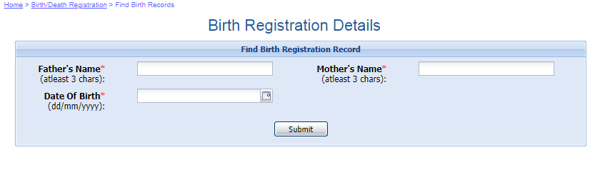 birth certificate kolkata enter details 