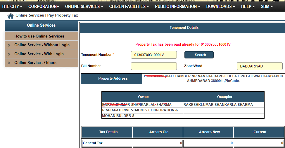 pay property tax amc