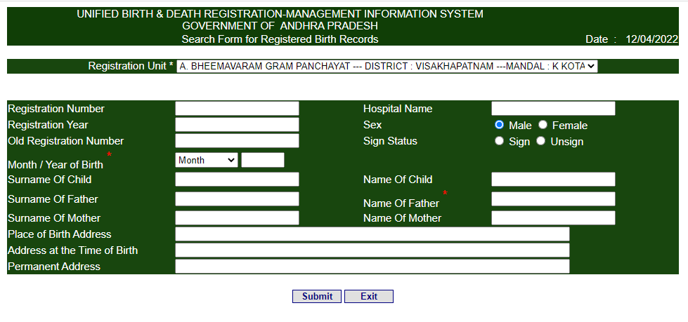 download birth certificate Rajamahendravaram