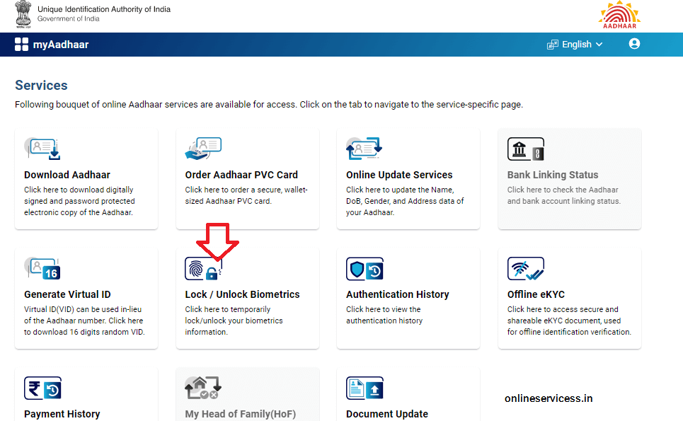 lock or unlock aadhar card biometric