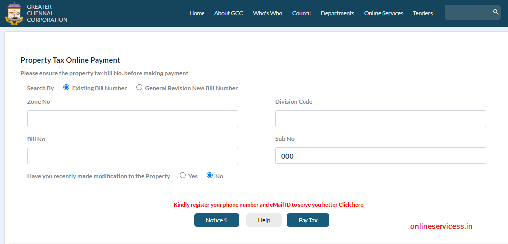 Property Tax Payment Chennai Fill 