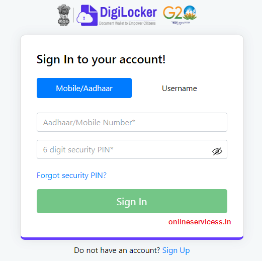 digilocker sing in