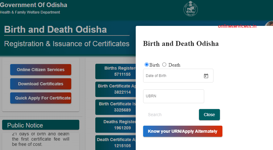 apply birth certificate in odisha