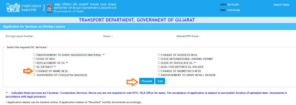 name change in driving licence