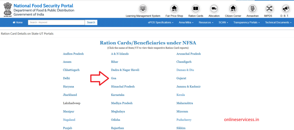 How to check Goa Ration Card Details online?