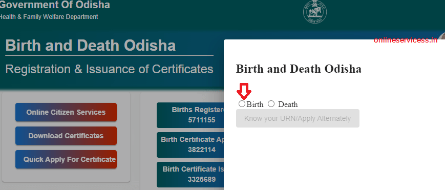 apply birth certificate in odisha