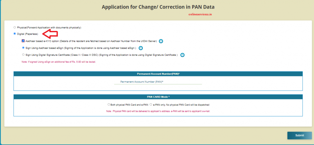 change date of birth in pan card utiitls