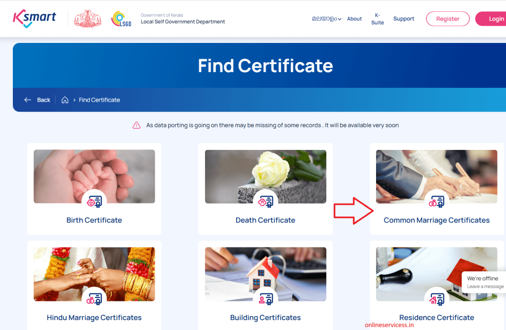 download marriage certificate kerala