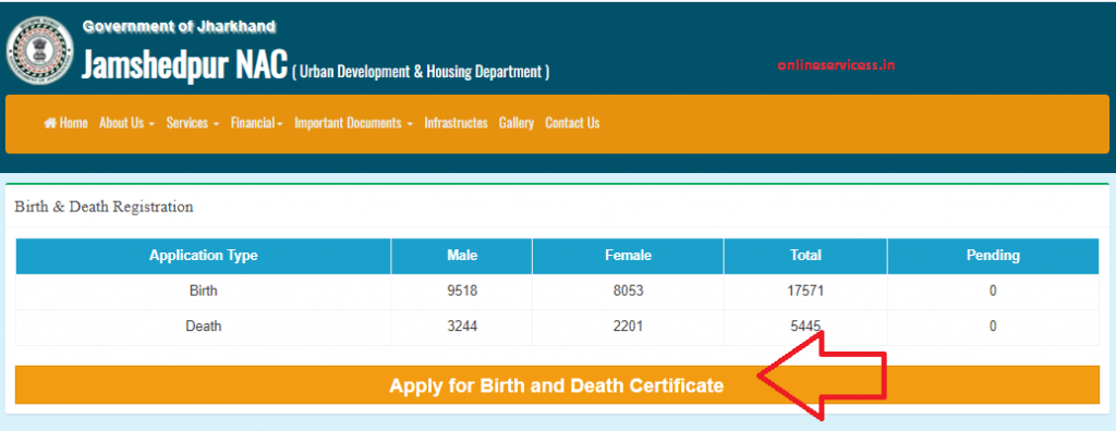 apply birth certificate in jamshedpur