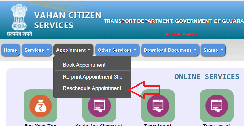 reschedule appointment for rto