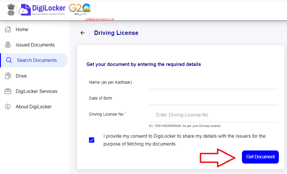 add driving licence in digilocker