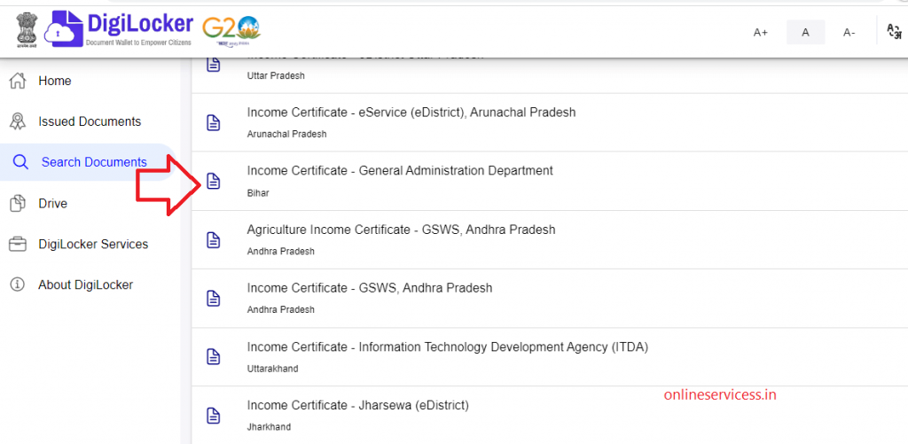 income certificate download bihar