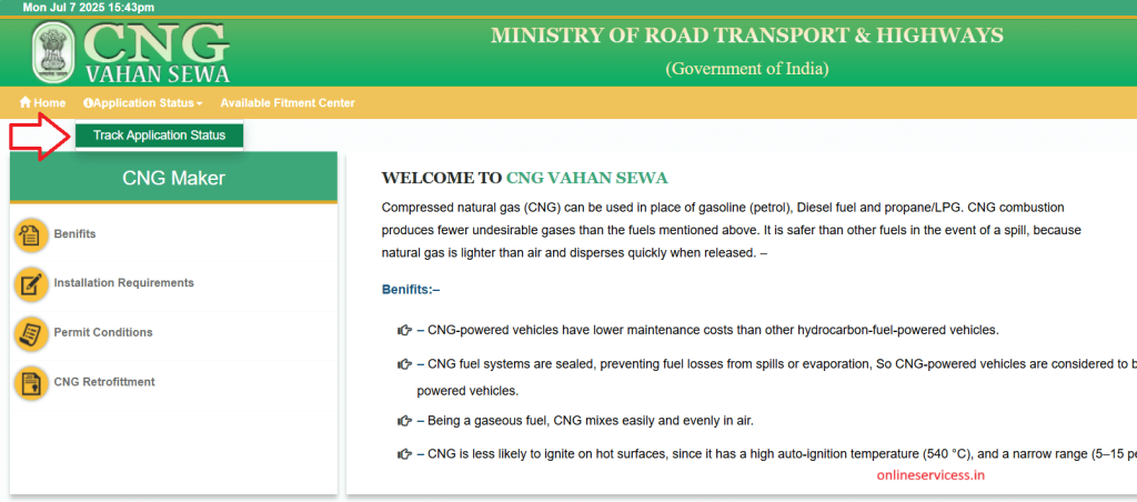 cng registration status