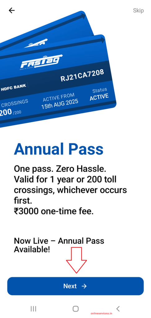 annual fastag pass activate